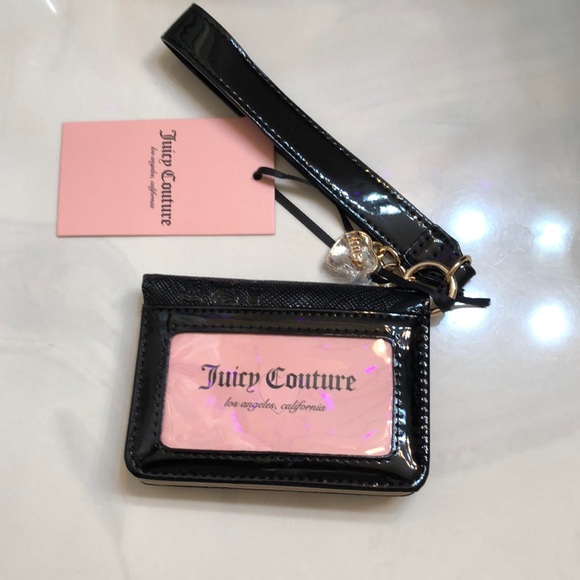 Juicy Couture Liquorice Faux Patent Leather Open Heart Card Case Key Fob NWT - Picture 10 of 16